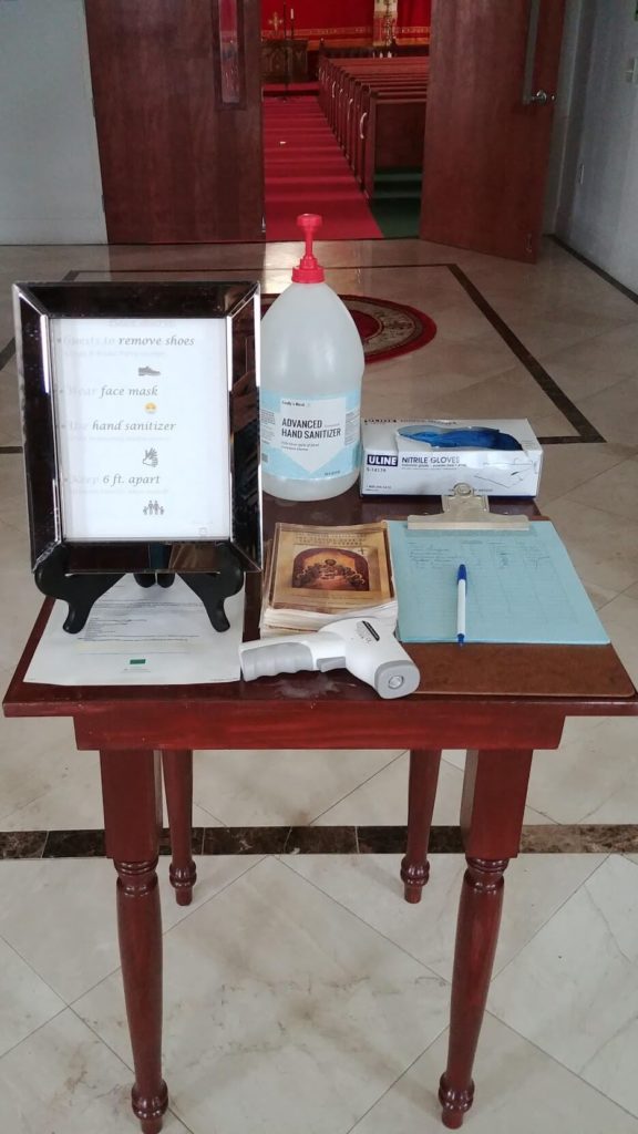 covid wedding church sanitizer supplies