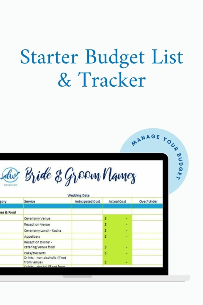 indian christian malalee wedding budget tracker