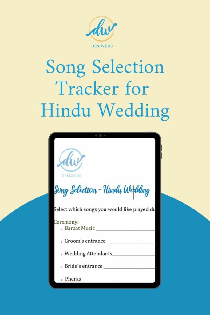 song selection tracker hindu wedding ss