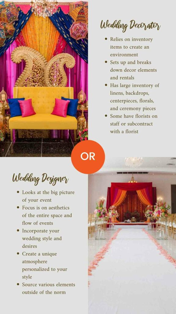 wedding decorator vs wedding designer