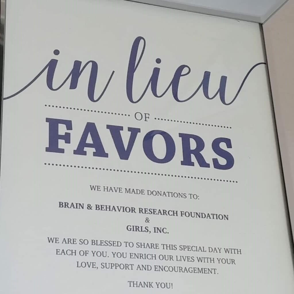wedding reception wedding trends donations in lieu of favors